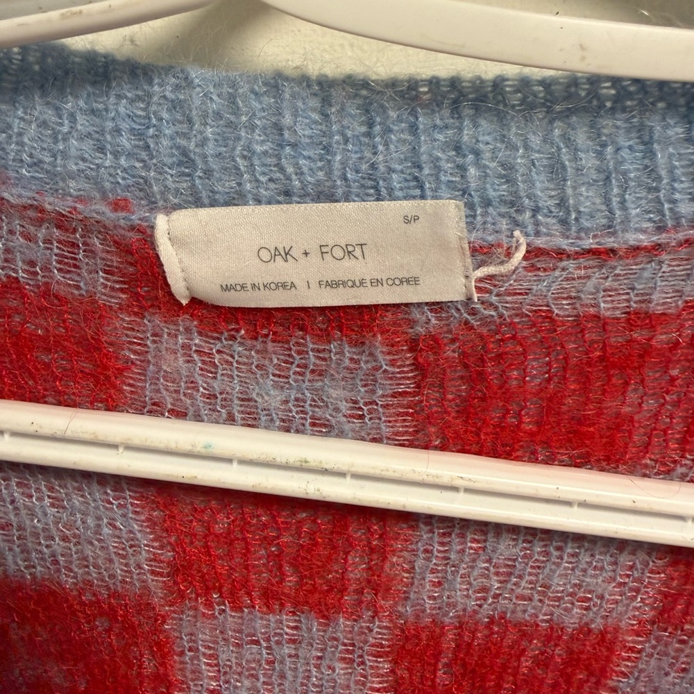 OAK + FORT Red and Blue Checkered Cardigan - Picture 5 of 5